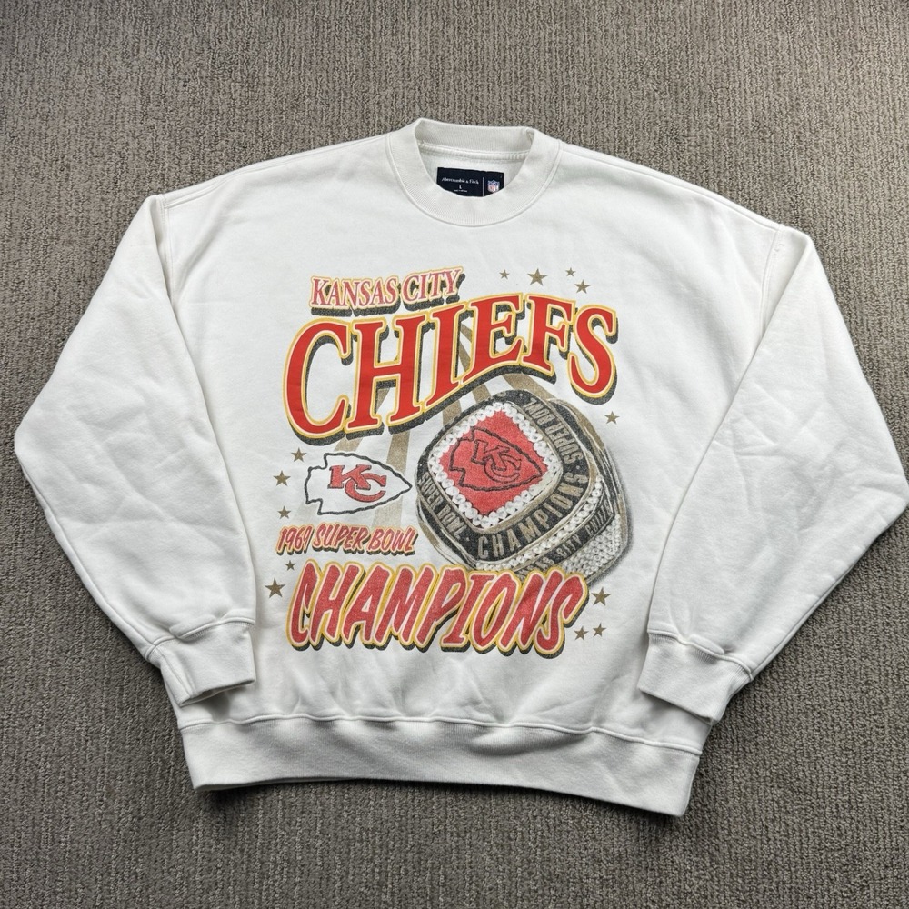 Abercrombie & Fitch Mens L NFL Kansas City Chiefs Crew Pullover Sweatshirt